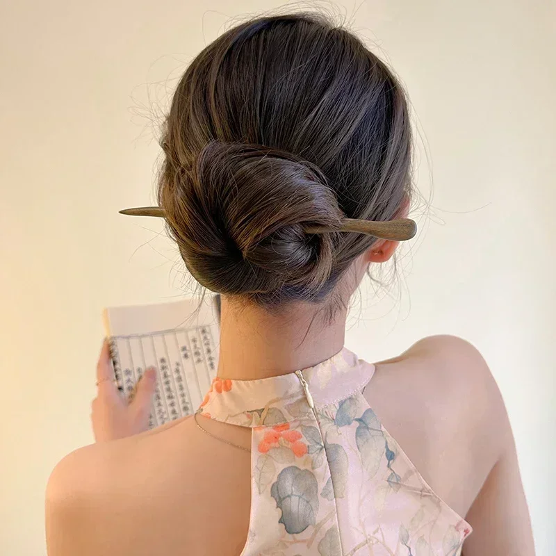 Vintage Wood Hair Sticks Pins Hairwear Hairpins Head Pins DIY Handmade Wooden Head Jewelry Hair Accessories Ornaments for Women