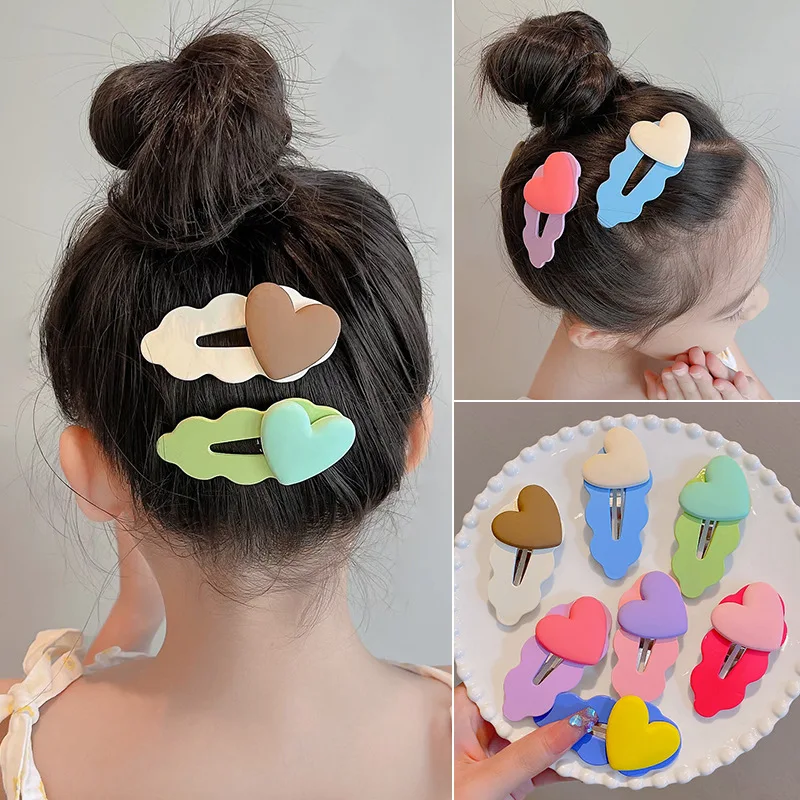 Children\'s Candy Color Wave Love Side Barrettes Does Not Hurt Hair Bangs BB Clip Jelly Hit Color Hairpin Wholesale