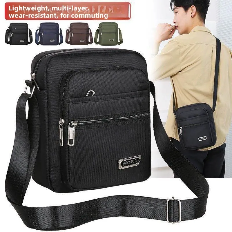 

Thickened Canvas Multi-layer Casual Crossbody Bag Unisex Shoulder Bag Cashier Bag Leisure Slant over Bag for Middle-Aged And ...