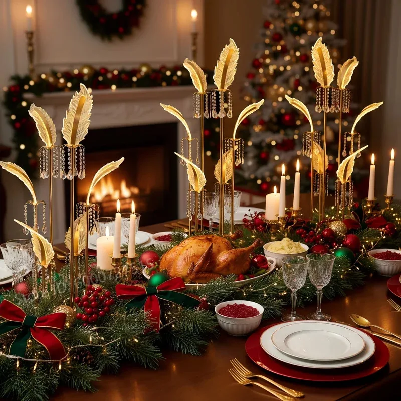 

New Wedding Acrylic Flower Stand Crystal Feather Centerpiece Guide Hotel Ornaments Christmas Home Decoration