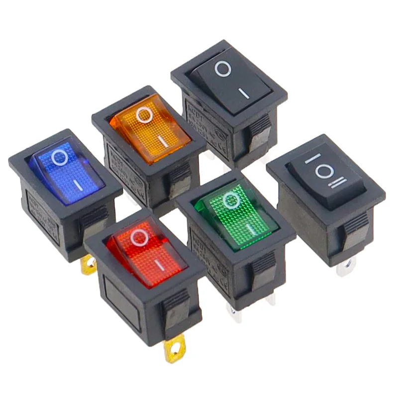 KCD1 Boat Car Rocker Switch 6A/10A 250V/125V AC ON-OFF on-off-on 250VAC 6A 125VAC 10A With Led Light 220V