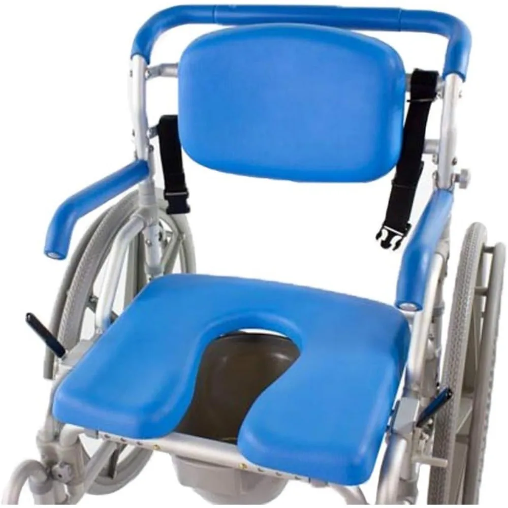Bariatric Shower/Commode/Transport Chair, Heavy Duty 600lb Capacity, Padded, Retractable Arm and Foot Rests