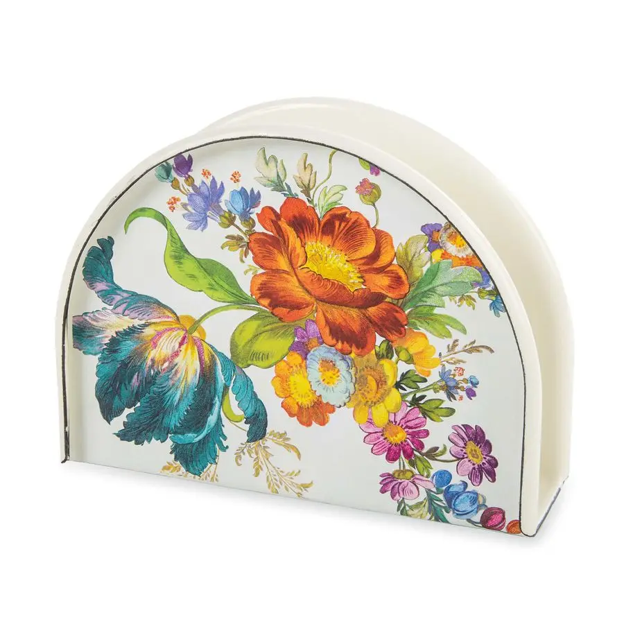 

Enamel Napkin Holder, Kitchen Napkin Holder for Table and Countertop, White Flower Market