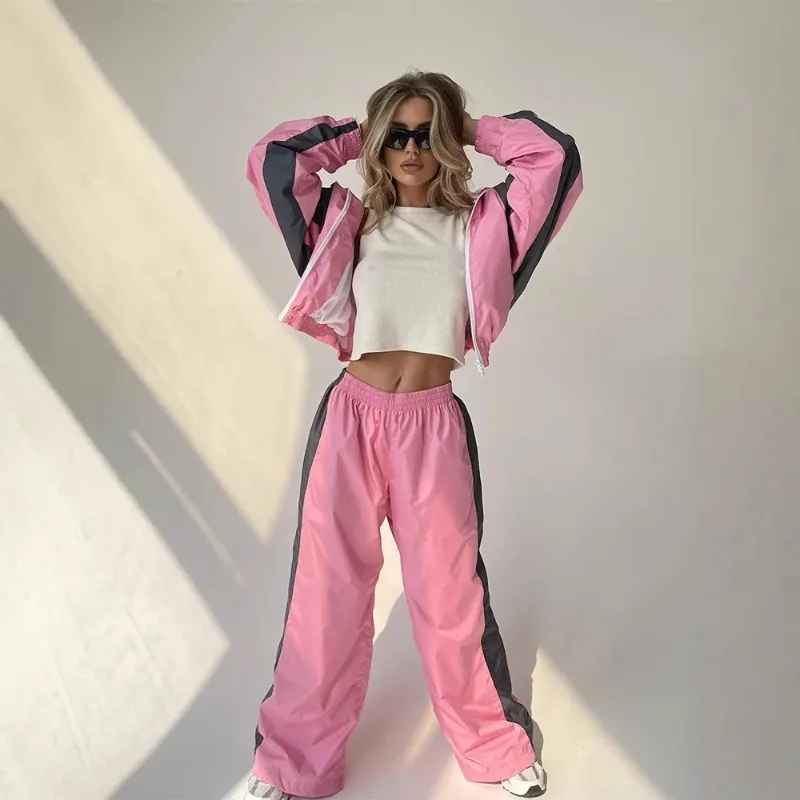 

Женский спортивный костюм из 2 предметов, осень 2025 года, толстовка на молнии с длинными рукавами, брюки для бега, комплекты для бега, спортивный костюм