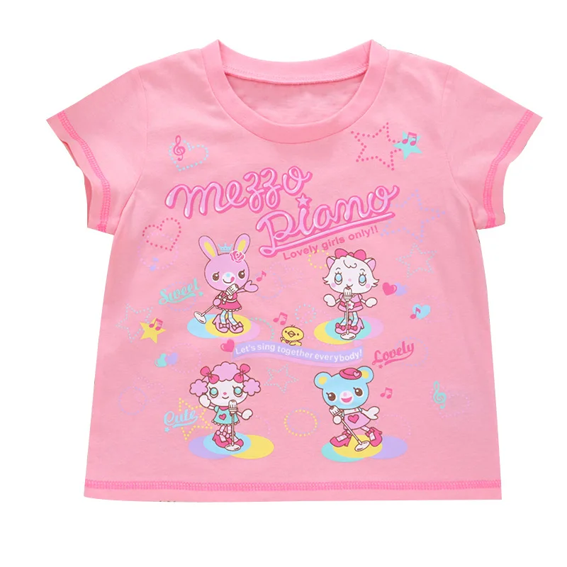 

2025 Baby Girls Pianist Tee Sweet Cotton T-shirt Cartoon Lovely Friend Girl Short Sleeve Japanese MP Kids Summer Clothes 90-160