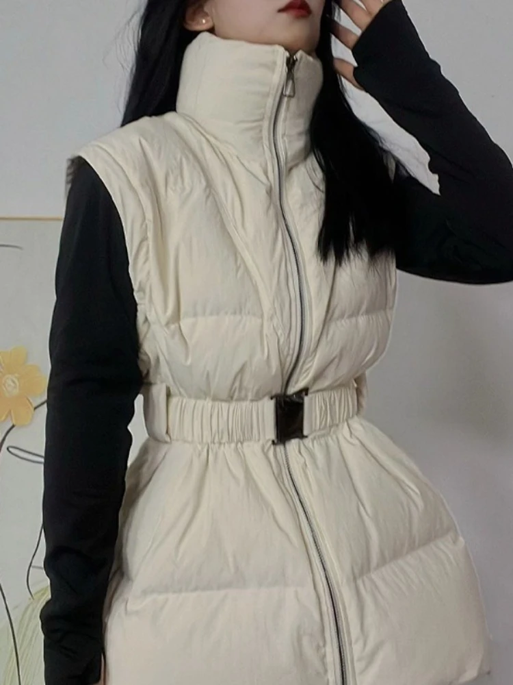 Removable White Duck Down Jacket Vest Coat 2025 Winter New Belt Slim Thick Warm Parkas Two-Wearing Korean Fashion Women Clothing