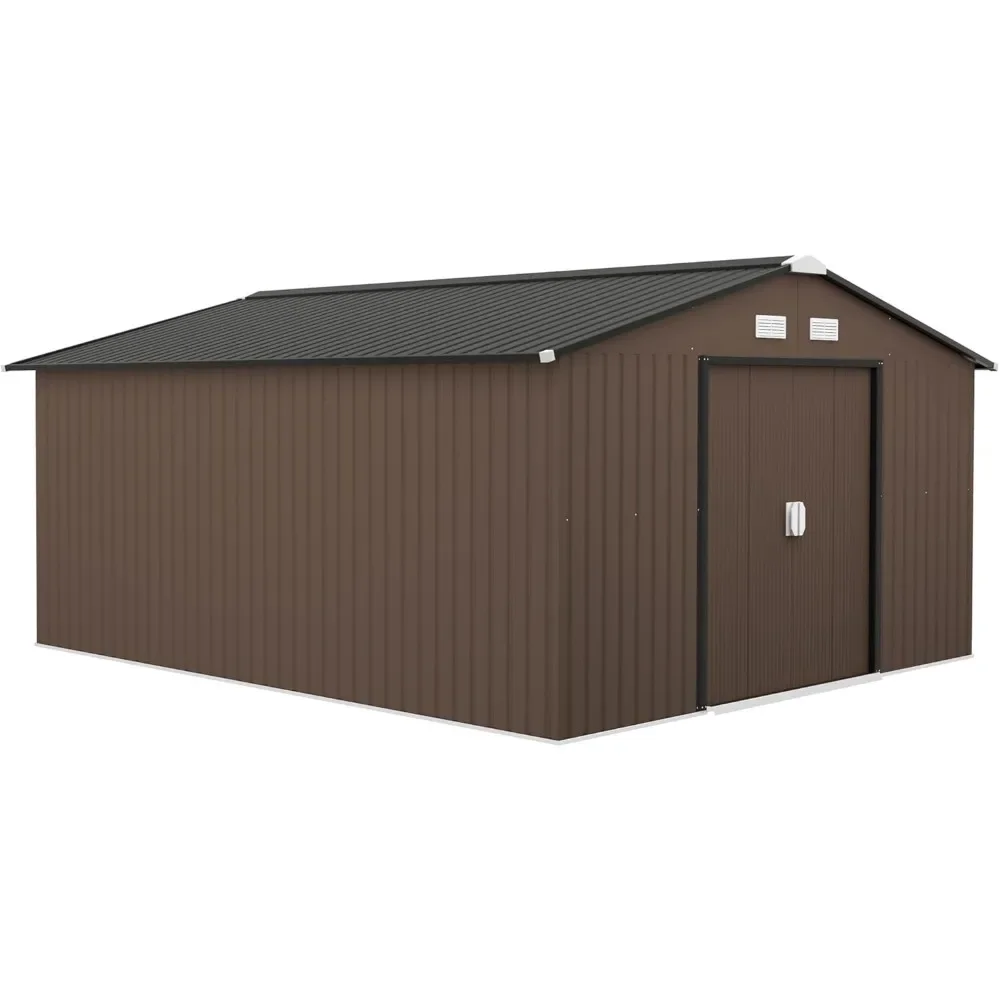 

11' x 13' Outdoor Storage Shed, Garden Tool House with Foundation Kit, 4 Vents and 2 Easy Sliding Doors for Backyard