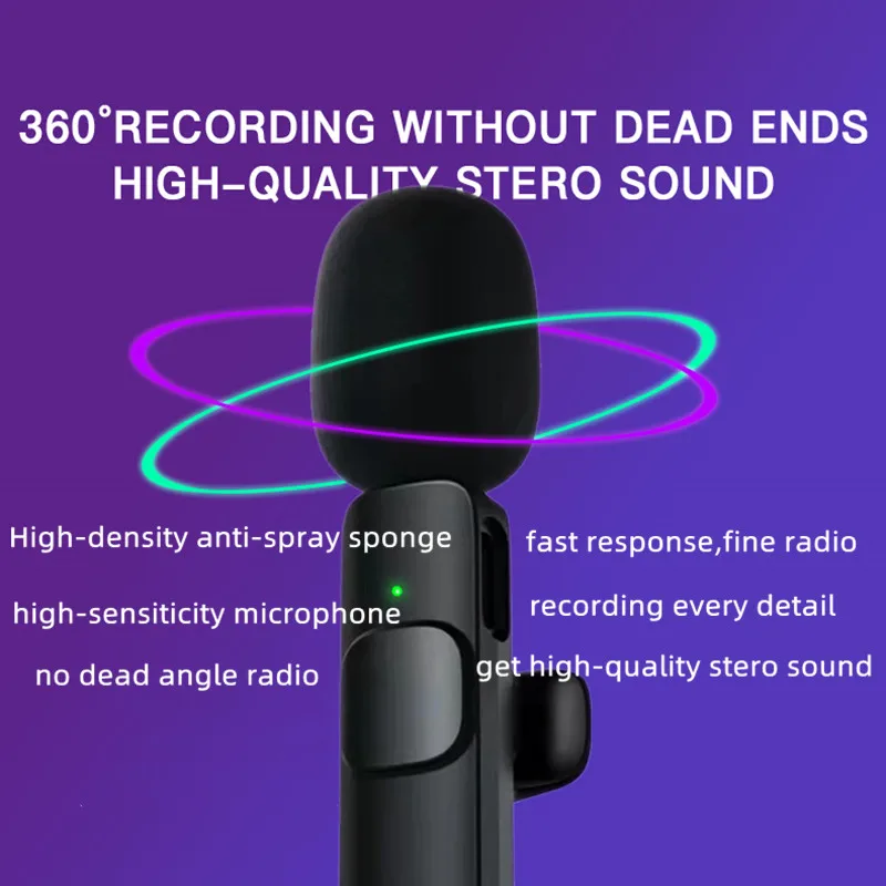 Microfono Lavalier Wireless registrazione Audio Video portatile risvolto microfono 3.5mm Mini Mic per iPhone Android Live Broadcast Mic
