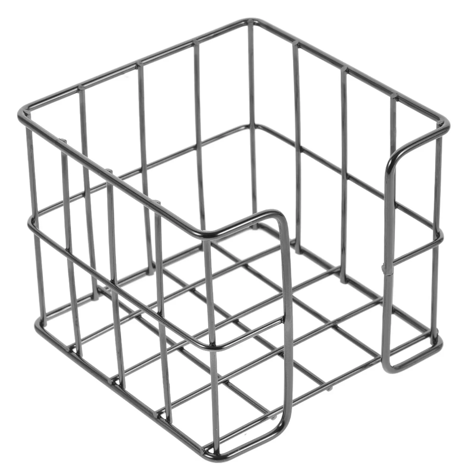 Black Metal Memo Pads Holder Compact Notepad Organizer for Desk Small Office Supplies Storage Basket Stylish Workspace Decor