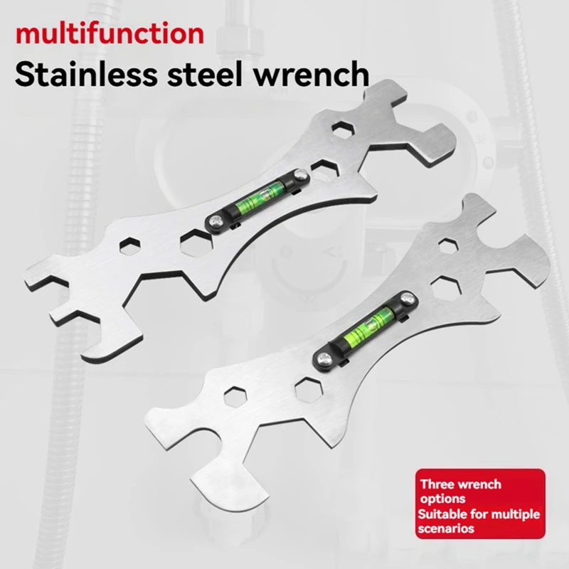 A36T-Multifunctional Bathroom Wrench Bend Angle Leveling Wrench Shower Faucet Installation Ruler Distance Measuring Tool