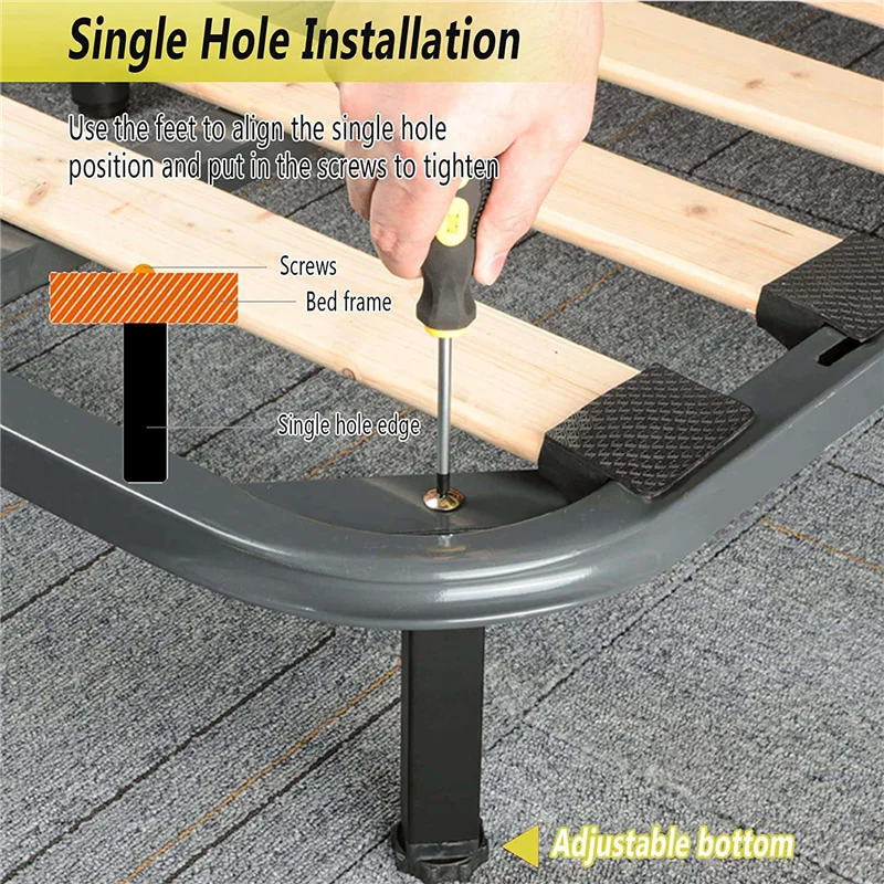 AY03-4 Piece Bed Rack Support Legs Adjustable Height 20 To 22Cm Heavy Duty Bed Center Frame Slat Feet