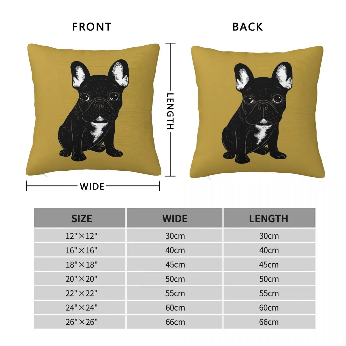 Brindle French Bulldog Square Pillowcase Polyester Linen Velvet Pattern Zip Decor Throw Pillow Case Room Cushion Cover