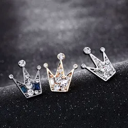 Luxury Metal Crown Brooch For Women Men Fashion Crystal Beautiful Cute Pin Necktie Clip Collar Decoration Christmas Gifts