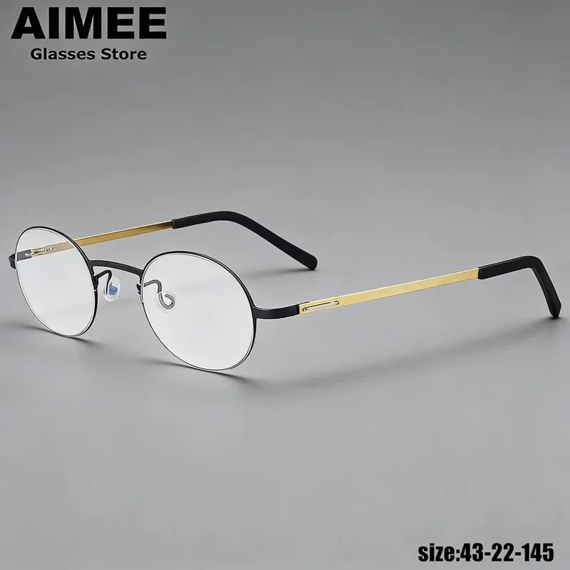 

Брендовый дизайн, маленькие круглые очки в оправе для мужчин и женщин, безвинтовые титановые сверхлегкие очки ручной работы, запатентованные очки для чтения Gafa