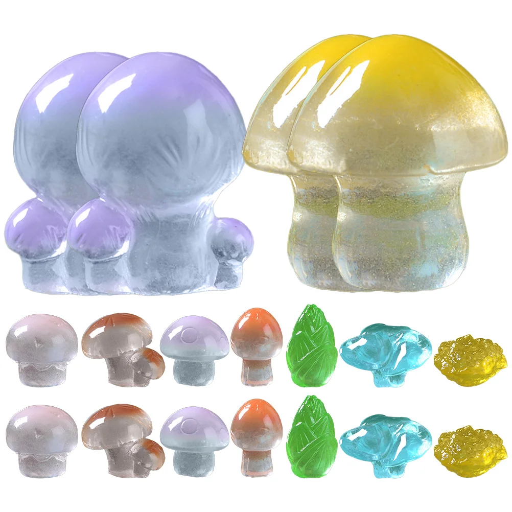 18 Pcs Glow-in-the-dark Mushroom Mushrooms Bonsai Resin Craft Mini Figurine Micro Landscape Decoration Model Ornament