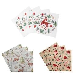 20pcs Christmas Paper Napkins Reindeer Christmas Party Table Disposable Tissue Paper Napkins for Christmas Party Decor Natal