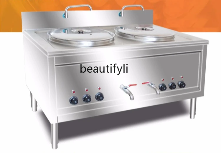 

Energy-saving double-barrel noodle cooking stove Commercial double-head electric or gas dumpling stove Ramen stove