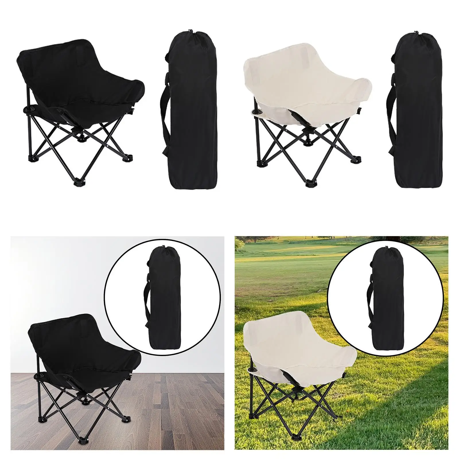 Składane krzesło kempingowe, składane krzesło Heavy Duty z kieszenią Outdoor Moon Chair Krzesło plażowe, do parku, grillowania, wydarzeń sportowych,
