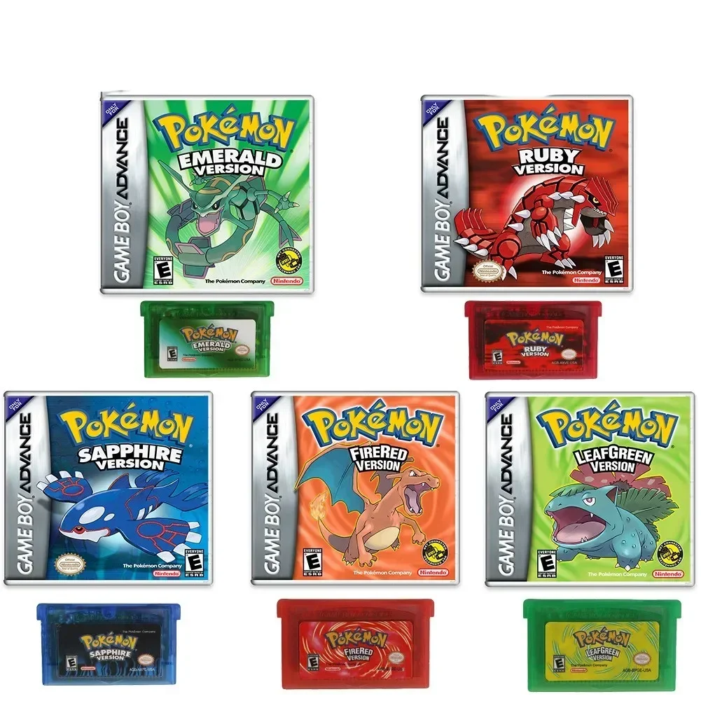 Pokemon Game Card English Language Emerald Sapphire Series GB NDSL GBC GBA GBM SP Ruby Firered Video Cartridge Console Game Card