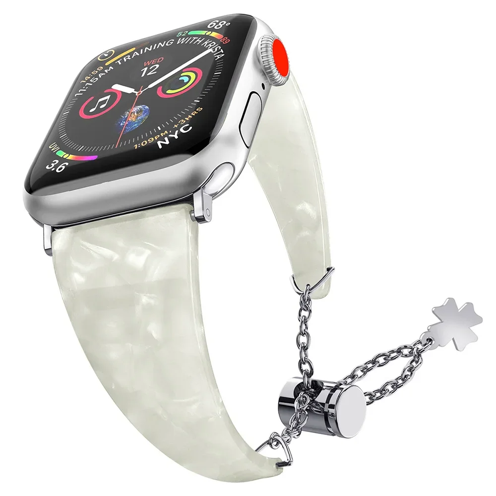 

Браслет из гладкой смолы для Apple Watch Series Ultra 10 9 8 7 6 5 4 SE, цепочка с подвеской для ремешка, 40 мм 44 мм 42 мм 46 мм 45 мм 41 мм