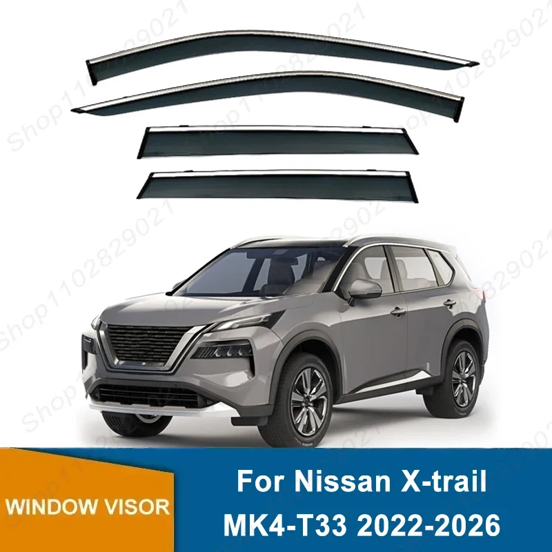 4Pcs Window Visor For Nissan X-trail MK4-T33 2022-2026 Weathershield Sun Rain Deflector Guard Car Window Deflector 2023 2024