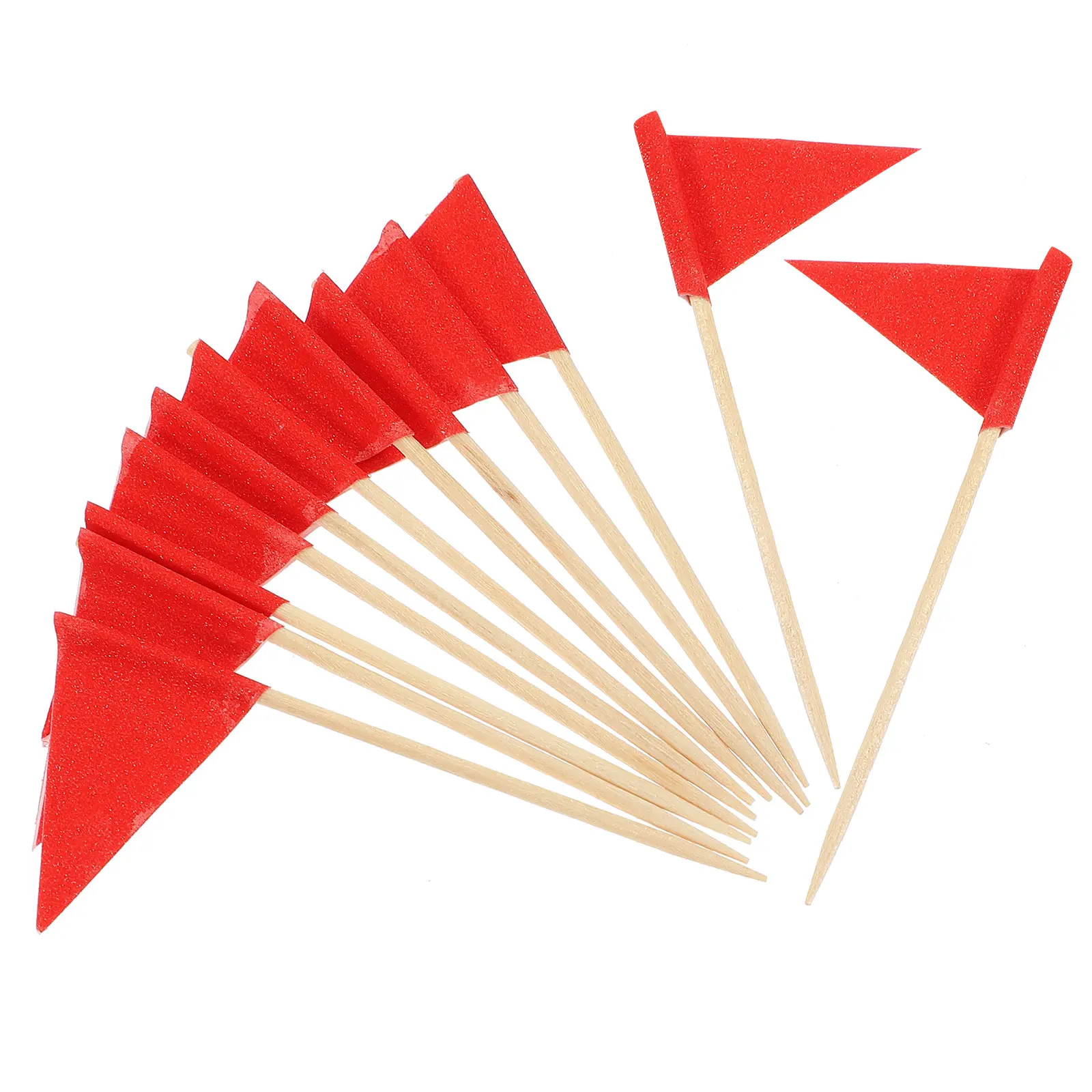 

60pcs Decorative Cake Picks Blank Red Flag Toothpicks Cupcake Toppers For Party Wedding Food Marker Picks For Buffet Charcuterie