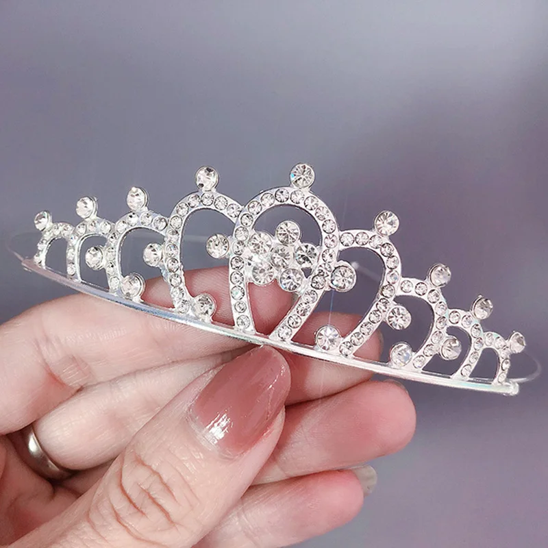 Children Crown Headband Hoop Crystal Rhinestone Haircomb Birthday Party Perform Prom Wedding Headband Headwear Accessory