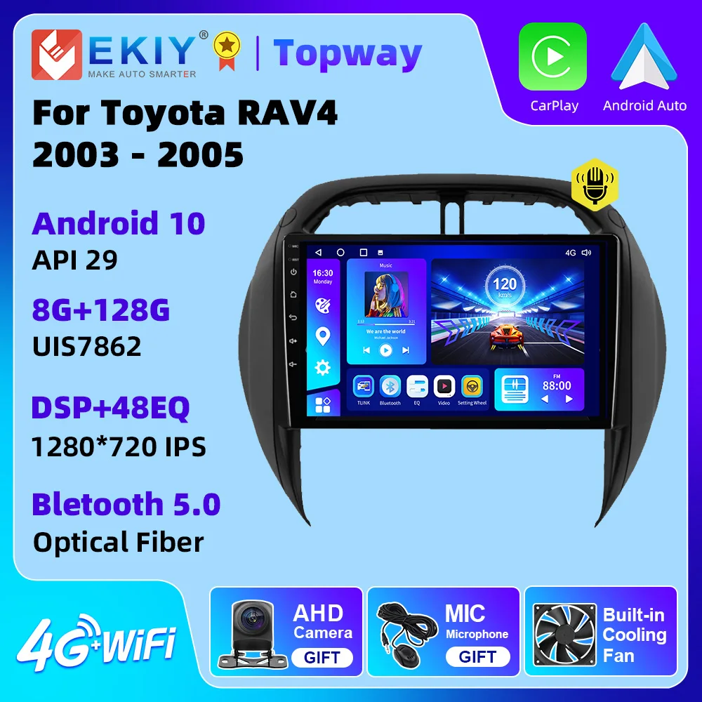 

EKIY Android Auto Radio For TOYOTA RAV4 2003 2004 2005 CarPlay Car Multimedia Video Player GPS Navigation 4G WIFI BT DVD Stereo