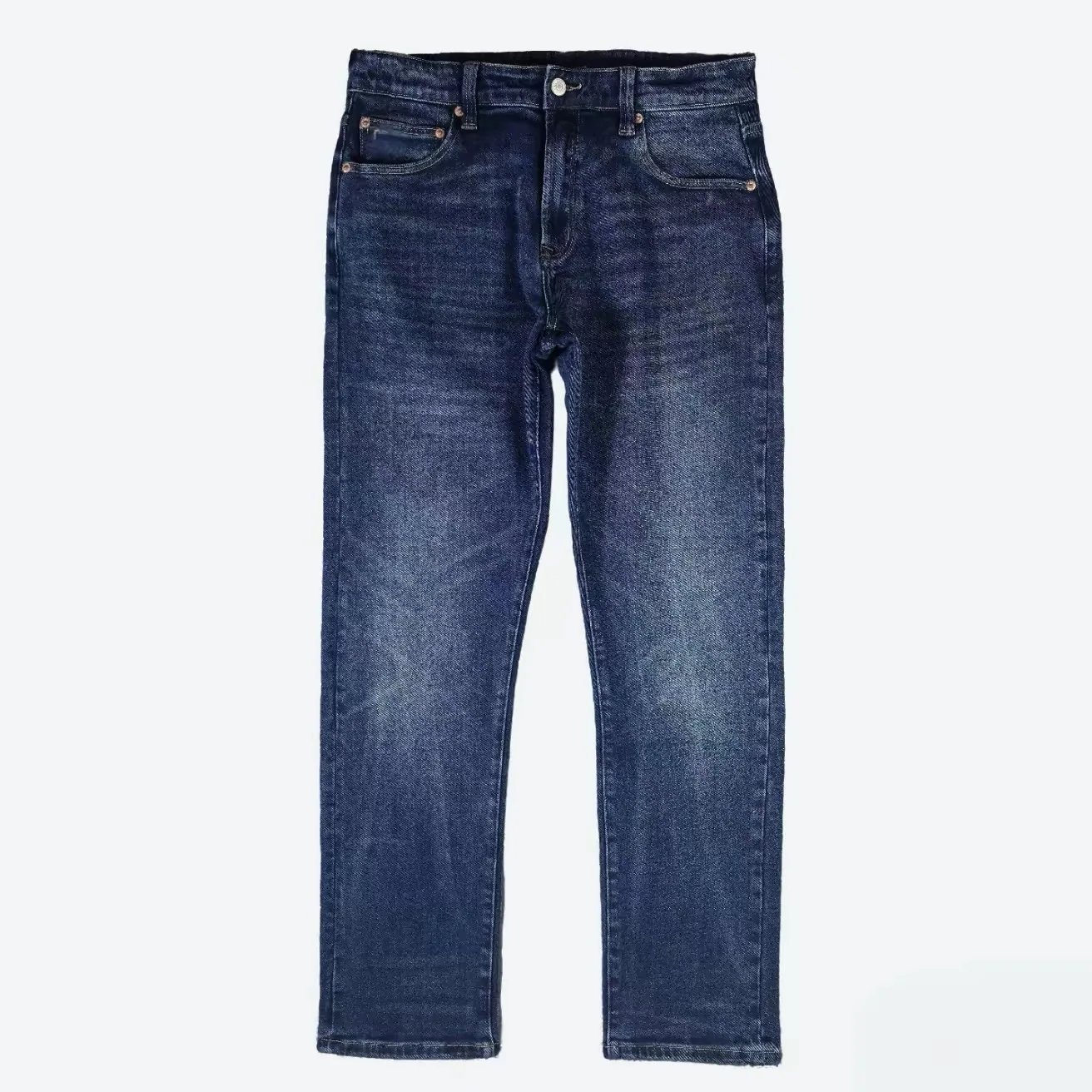 Rrl American Retro Elastic Denim Jeans Indigo Washed Thick Straight Leg  Men's Comfortable Breathable Autumn Zipper Fly