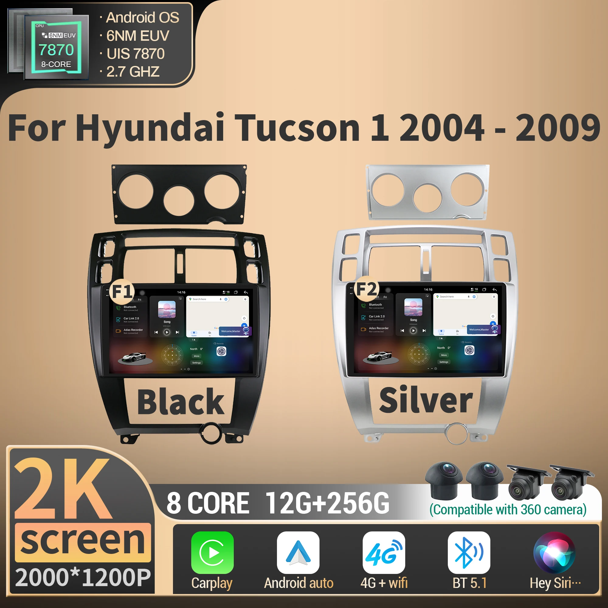

Android For Hyundai Tucson 1 2004-2009 Car Radio Multimedia Navigation Intelligent system 4G GPS Carplay CPU 7870 2K QLED Screen