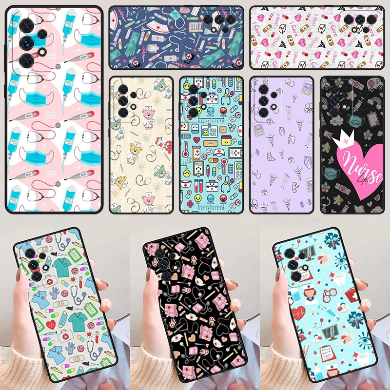 Hospital Medical Themed pattern For Samsung A52 A72 A73 A20e A21S A50 A70 A11 A12 A42 A31 A40 A51 A71 A32 A80 A91 Phone Case