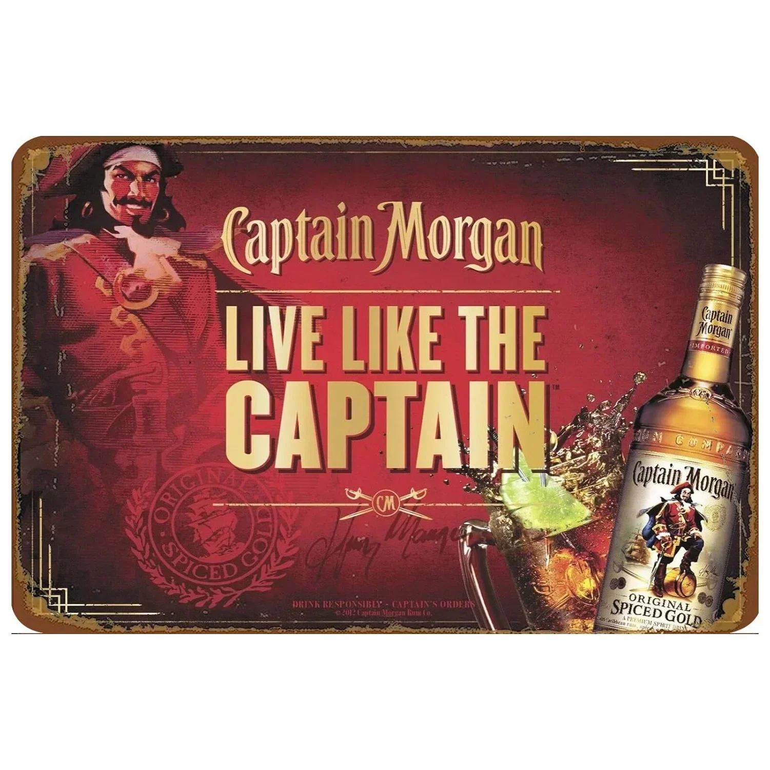 Plaque Metal Tin Signs Captian Rum Wine Wall Decoration Vintage Art Posters Iron Painting for Man Cave Home Cafe Garden Club Bar