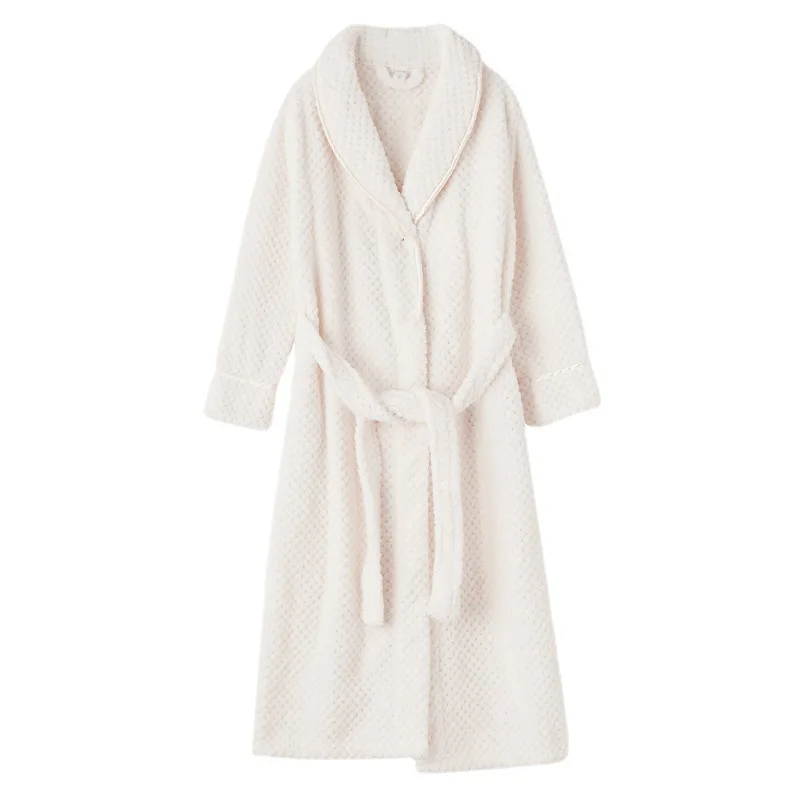 Loose Long Thick Bath Robe Winter Thick Shower Gown Bathrobe Flannel Terry Warm Comfortable Sleepwear For Female Dressing Gown