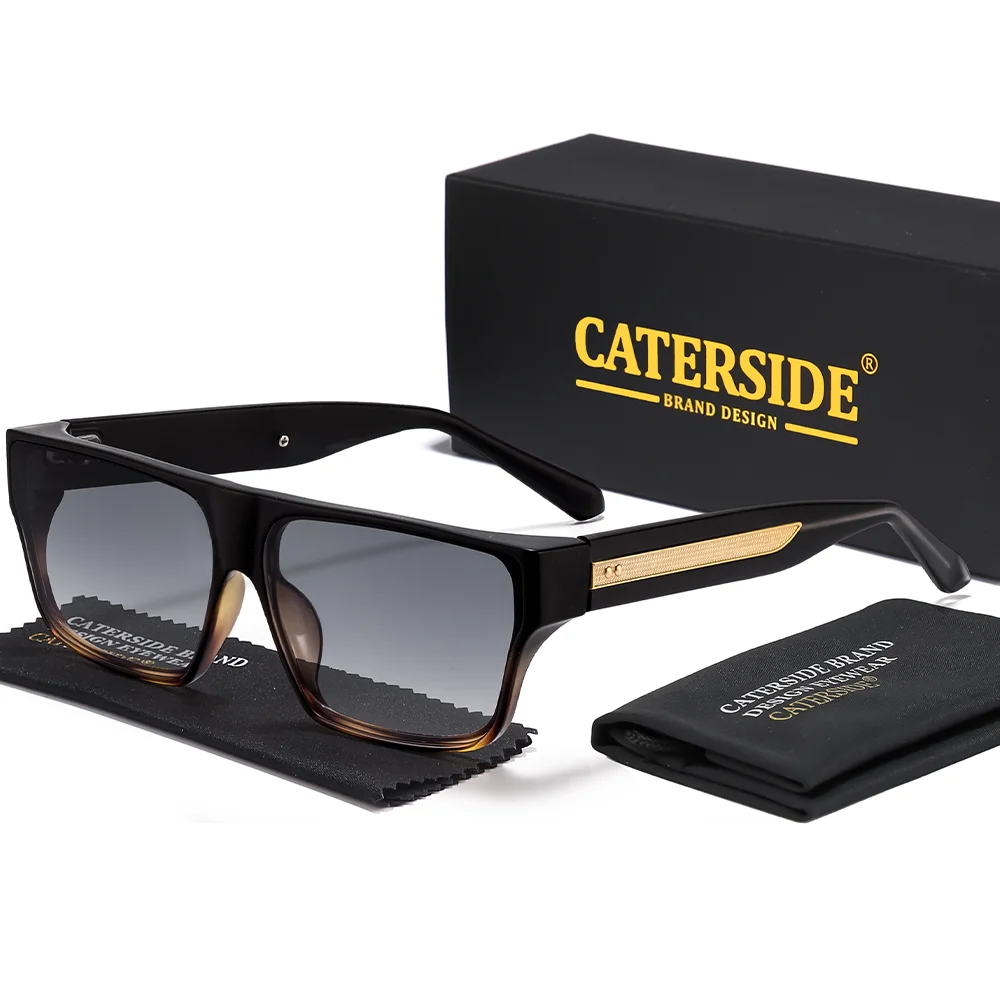CATERSIDE Men Fashionable Sunglasses Thick Square Frames Personalized Design Outdoors Travel Versatile Essential Glasses UV400