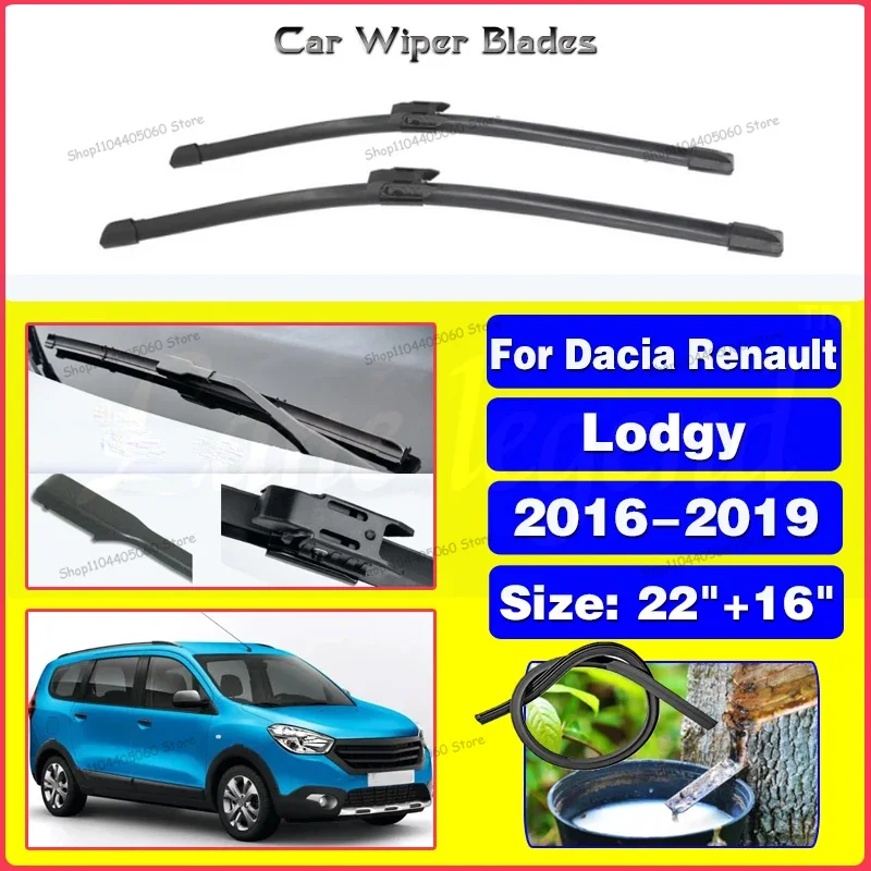

Car Wiper Blades for Renault Dacia Lodgy 2016-2019 2017 2018 Window Blade Rubber Front Window Car Windshield Wipers 22"+16"