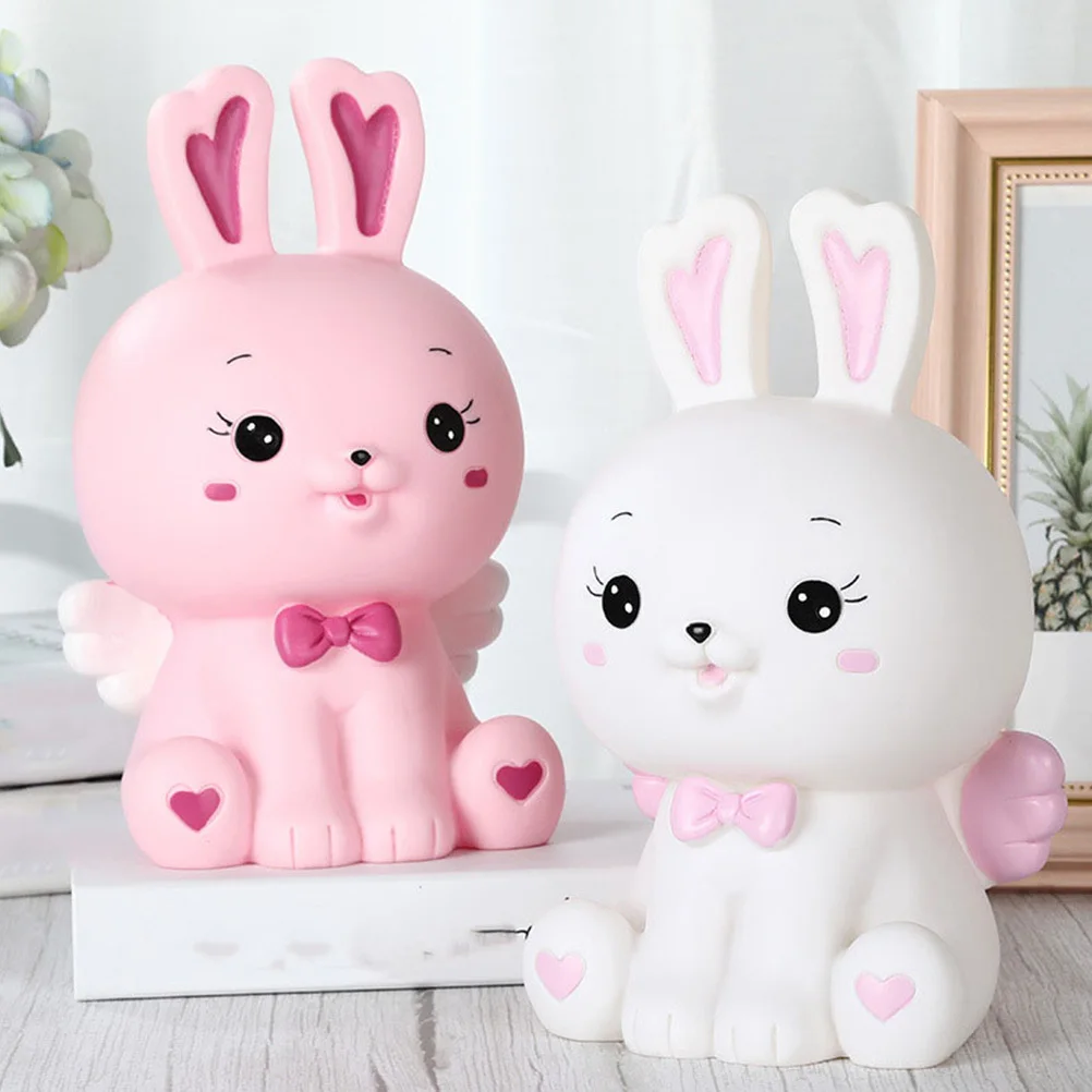 Schattig Konijn Geldpot Kindermunthouder met Platte Basis Stabiele Desktop Spaardoos Verjaardag Nieuwjaar Cadeau Idee Desktop Spaarpot