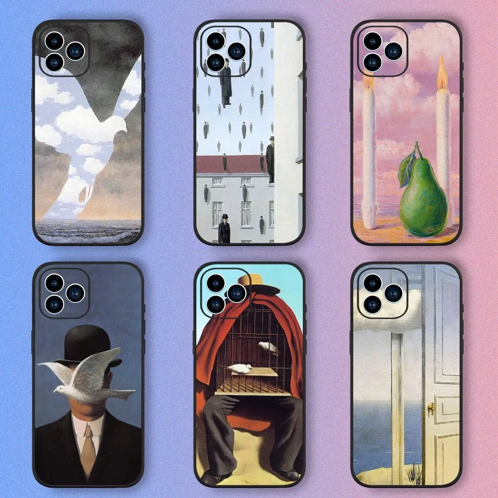 Чехол для телефона Rene Magritte Art Для iPhone 15,14,13,12,11,XS,XR,X,8,7,Pro,Max,Plus, черный силиконовый мини-Чехол