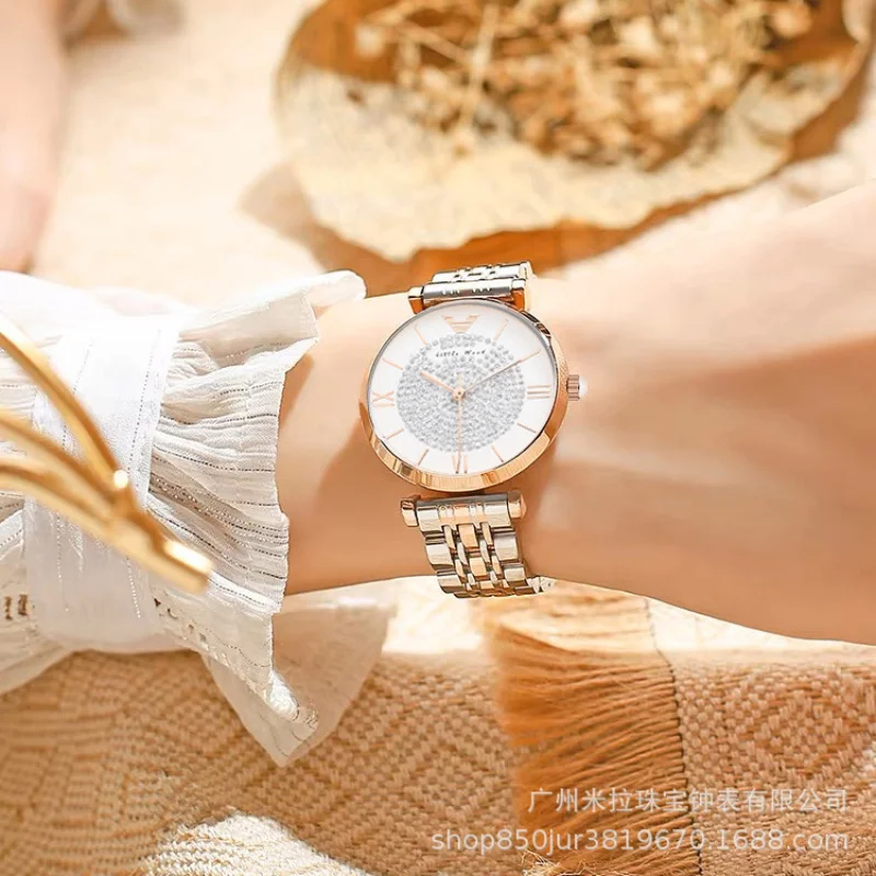 Женские часы «Звездное небо», модные блестящие трендовые кварцевые часы с бриллиантами, креативные круглые водонепроницаемые часы для девочек