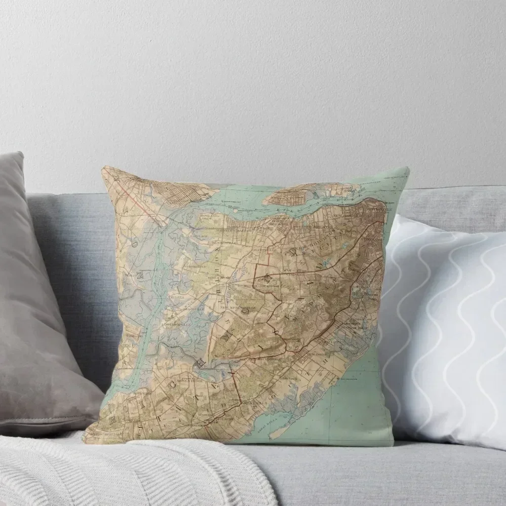 Vintage Map of Staten Island (1891) Throw Pillow luxury throw pillow covers Sitting Cushion pillow