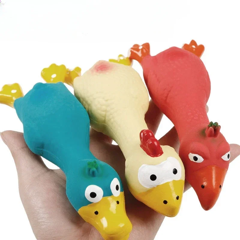 

Cute Dog Sounding Toy Latex Chicken Shape Pet Squeak Toys Cat Puppy Chew Sound Toys Screaming Chicken Releasing Chicken