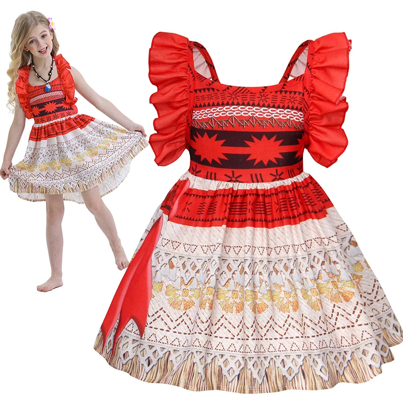 Robes de princesse Moana pour petites filles, olympiques de cosplay pour tout-petits, vêtements Vaiana, tenue de fête, cadeau pour fille, 3 ans, 6 ans, 8 ans, 10 ans