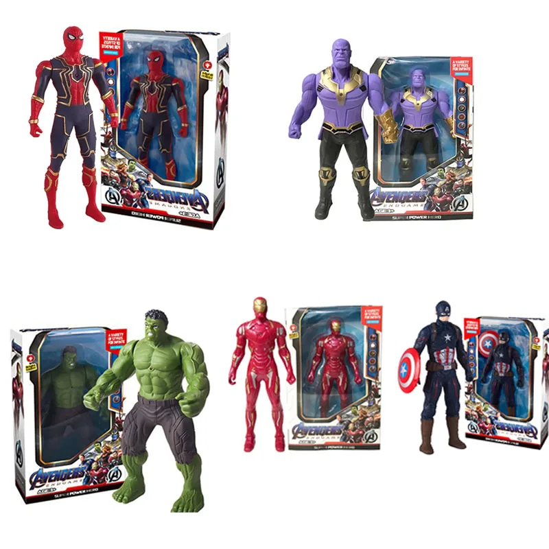 Marvel Animation Toys, Spider Man, Hulk, Iron Man, PVC Activity Splicing, Doll Series Luminous Models, 2024 Large Discount