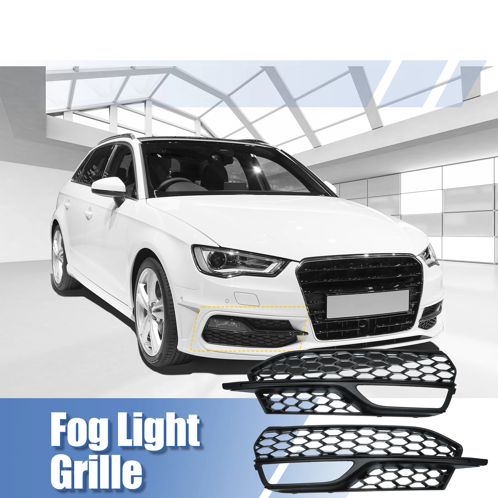 

Uxcell Pair Front Fog Light Grille Bumper Grill Cover for Audi A3 S-Line 2014-2016 8V3807682L 8V3807681Q