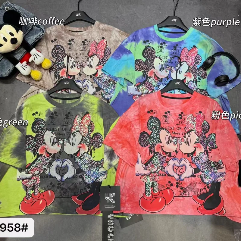 

High Quality Loose Oversized T Shirt Tie Dye Old Short Sleeved Women Clothing New Summer Versatile Age Reducing Fashion Tops Tee