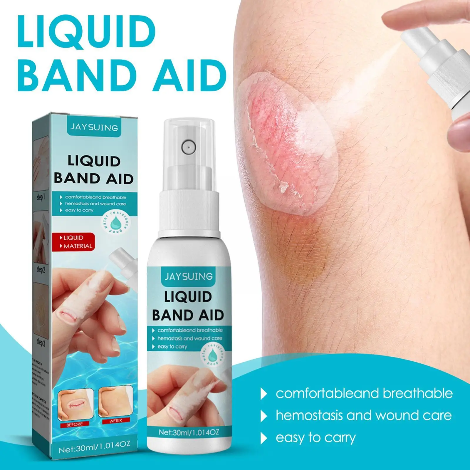 Flüssigkeit Bandage Atmungsaktive Wasserdichte Wundheilung Patch Blutstillende Flüssigkeit Spray Adhesive Band-Aid Wunde Desinfektion Wunde W2T6