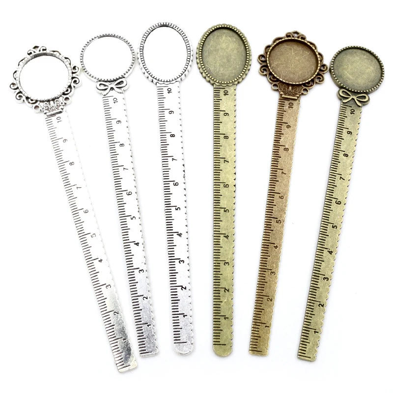 2 Stück 20 mm/18 x 25 mm Lineal Lesezeichen Basis Tablett Cabochon Basisrohlinge Einstellungen und Glas Cabochon Cameo DIY Schmuckherstellung Zubehör