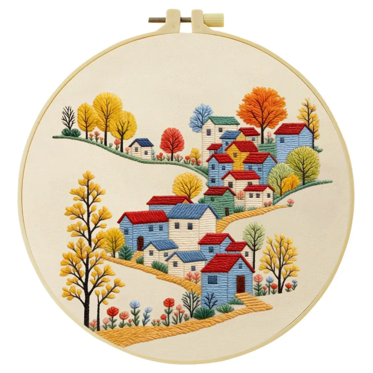 1 Stück 20X20CM/15X15CM 7,87/6,3 Zoll Stickerei-Starter-Kit für ländliche Gebiete DIY-Kit DIY-Stickerei-Kit Handarbeiten Nadelkunst – Detail 3