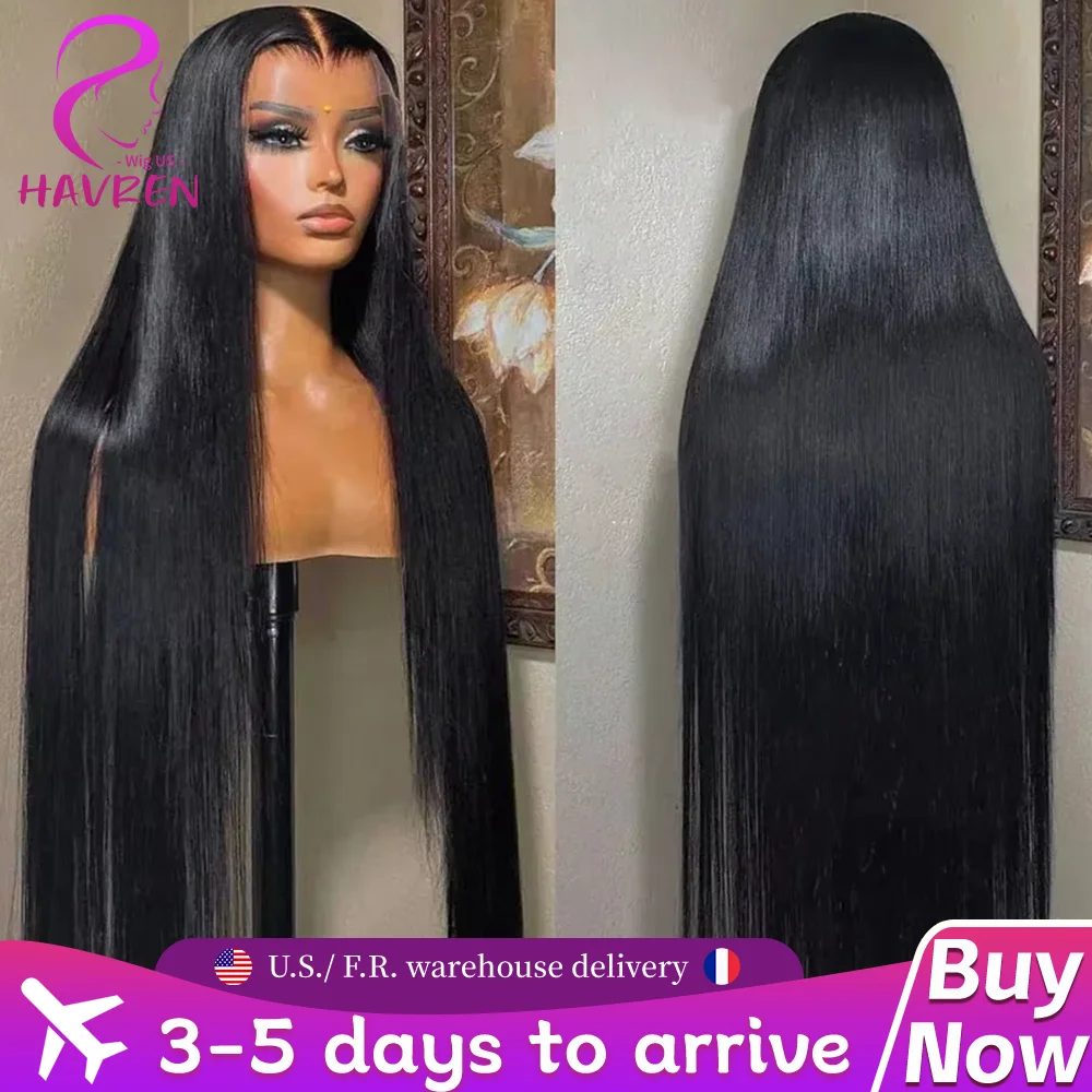 

Havren 200% Density Hd Lace Wig 13x6 Human Hair Straight Natural Black Wig Human Hair 13x4 Lace Frontal Pre-Plucked Brazilian