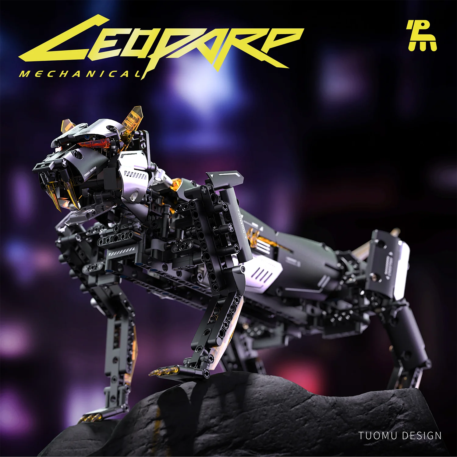 MOC テクニカルヒョウ動物ビルディングブロックデスクトップ装飾リモコンおもちゃ組立モデルギフト子供大人のおもちゃ