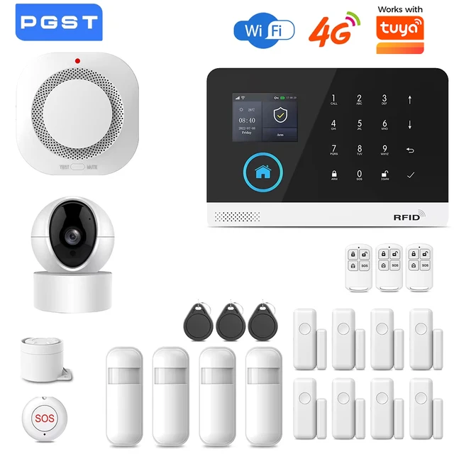 Inteligentny system alarmowy GSM dla domu, współpracuje z TUYA APP, 4G WiFi, ochrona bezpieczeństwa 433MHz, bezprzewodowa kontrola Alexa